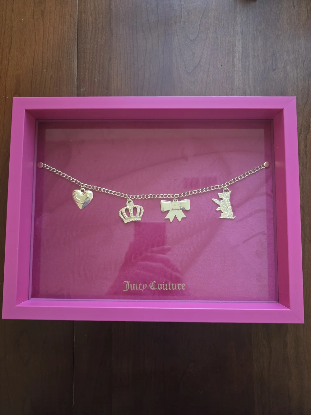 Juicy Couture Pink Display Trinket Table Tray with Glass Base, 13